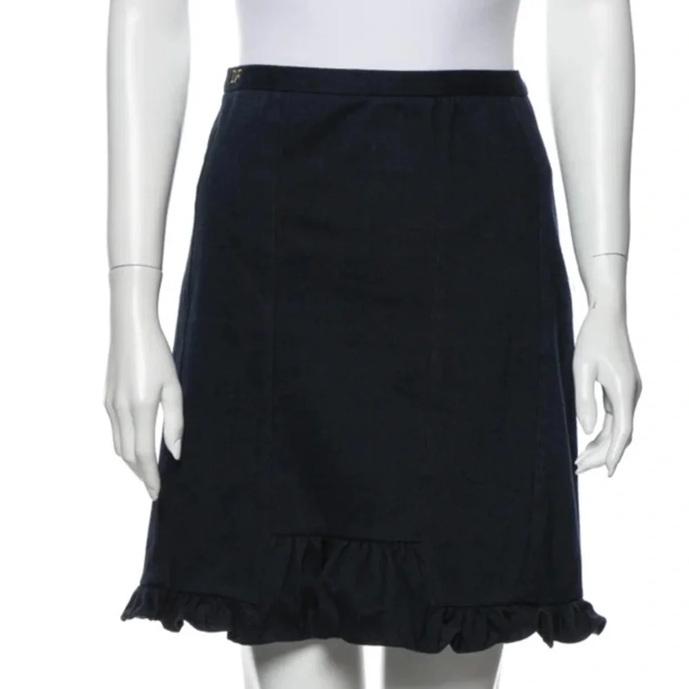 Diane Von Ferstenberg‎ ruffle embellishment denim mini skirt embroidered logo